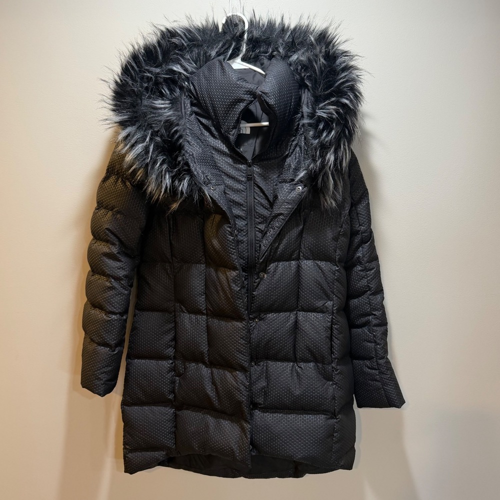 The North Face Parka Parkina Jacket Womens Large Black Quilted Faux Fur Hooded